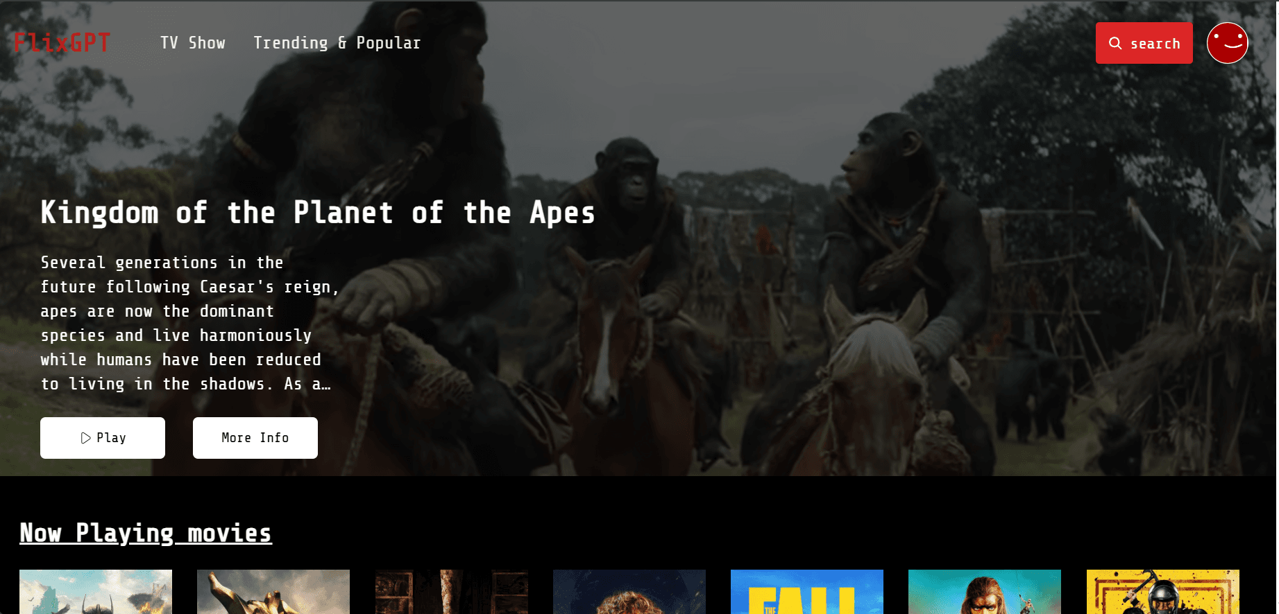 Introducing FlixGPT, a movie streaming web app built using React.js. With FlixGPT, users can easily browse and stream their favorite movies online.